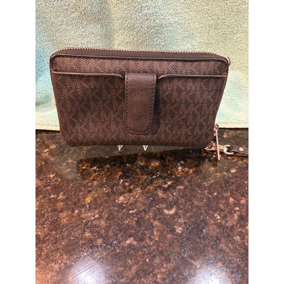 Michael Kors Women's Black Zip-Around Wallet with Logo Accents - Picture 3 of 10